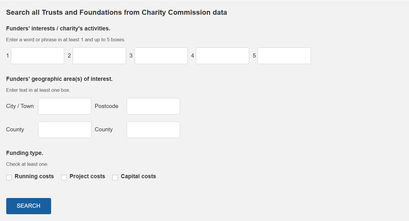 Search Trusts and Foundations Form